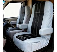 Rv Captain Chair Seat Covers,Motorhome Seat Cover 2PCS for Class-A RV Seat with Arm Rest Covers (Black&Grey)