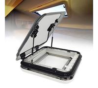 RV Caravan Skylight, Motorhome Camper Van Roof Vent, with LED Light, Anti-Flying Insect Net and Sunshade, Roof Window Hatch, Double-Layer Hollow Acrylic, Opening Angle: 70°