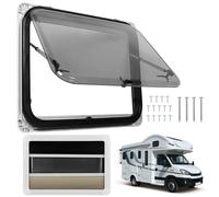 RV Cargo Trailer Windows - Push Out Camper Windows, Double-Layer Acrylic Glass, Integrated Screen & Sunshade, 65° Opening Angle, Fits Most RVs & Caravans