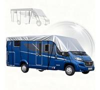 RV Covers, Heavy Duty Canvas UV Protection Sunshade, Windproof Waterproof RV Canopy Tarp, Reinforced Layer with Heat Resistant Coating and Secure Buckle Straps, Camping Outdoor Beach Desert Tours