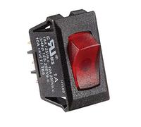 RV Designer S247, Rocker Switch, 10 Amp, Illuminated On/Off, SPST, Black w/Red, DC Electrical