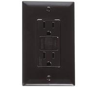 RV Designer S805, Dual GFCI Outlet with Cover Plate, Brown, AC Electrical