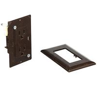RV Designer S815, Self Contained Dual Outlet with Cover Plate, Brown, AC Electrical