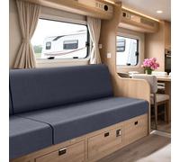 RV Dinette Cushion Covers, 100% Waterproof Tartan Coated RV Seat Cover, Caravan Couch Seat Cover with Elasticated & Tie-Down Straps for Campervan(Dark Gray, 1 Seat Cushion Cover & 1 Backrest Cove)