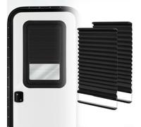 RV Door Window Shade, 12"x21" Aluminium Rail Folding Blinds, For Lippert Prepped Entry Doors High-Density Black Fabric Sun Protection