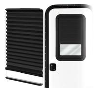RV Door Window Shade, 12X21 Inch Aluminium Rail Folding Blinds, Black High-Density Fabric Sun Protection For Lippert Entry Doors