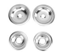 RV Drip Pan Set 4 Piece Including 2 x 8 Inch and 2 x 6 Inch Drip Pans Premium Metal Stove Drip Bowls Direct Replacement for Old Broken Ones Lasting Use Solve Messy Stove Issues