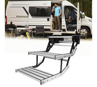 Rv Electric Steps Folding 12V/24V Electric Retractable Rv Steps Aluminum Alloy Single/Double Layer Camper Stairswith LED Light Bar & Non-Slip Pedal For RV, Trailer, Camper(12V,Double Layer Step)