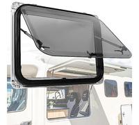 RV Emergency Side Hinged Window with Sun Visor and Screen, Push-Out Design for Trailer Van Replacement
