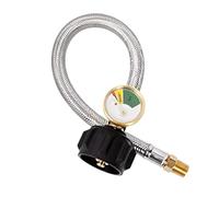 RV Gas Regulation Hose, Replacement Camper Gas Hose with Pressure Gauge - 38cm Real Time Display Leak Proof for Weekend Travel Camping