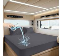 RV King Mattress Protector, Waterproof Mattress Cover with 14" Deep Pocket Bed Cover, Fitted Sheet Style Noiseless Breathable Machine Washable, Dark Gray (72'' X 80'')