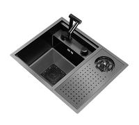 RV Kitchen Bar Hidden Stainless Steel Sink with Cover & Faucet, Siphon Design for Balcony, Studio Apartment, Outdoor and Hand Washing(Sink+Faucet A)
