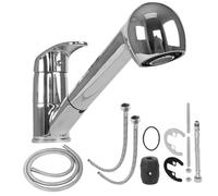 RV Kitchen Faucet - Single Handle Low Arch, 1 Hole RV Faucet, Travel Trailer Kitchen Fixture | Compact Design Ideal Fifth Wheels Motor Homes Boats Efficient Water Flow