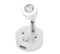 RV LED Reading Light, 10V-30V 3W Adjustable Swivel LED Spotlight Dimming Touch Switch RV Interior Lights Bedside Light with USB Charging Port, 360° Rotation Base for 12V Boat Camper Van Caravan Truck