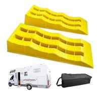 RV Levelling Ramps Kit of 2 Leveling Wedges for Motorhomes, Travel System, Two Holds, 2 Non-Slip Carpets, Bubble Level Transport Bag, Community Tools