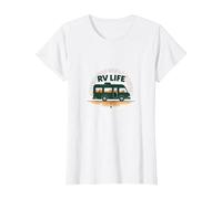 RV Life: Scenic Road Trip Adventure Camping T-Shirt, Women, White, XS