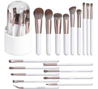 RV Makeup Brushes18 Pcs Premium Synthetic Powder Foundation Blush Contour Concealers Lip Brushes with Brush Holder Package for Gift （White)