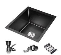 RV Mini Water Pool Small Apartment Bar Sink Multi-Size Siphon Sink Kitchen Stainless Steel Sink (Color : Black, Size : 45X30X21.5cm)