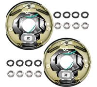 RV Murts 1 Pair 10" x 2-1/4" Self Adjusting Electric Trailer Brake Assembly for 2300-3500 lbs Trailer Axle with Nuts&Washers, RV Spindle Brake Kit with 4 Holes for Trailer Parts Replacement.