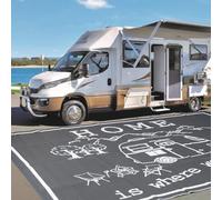 RV Outdoor Rug for Camping, 9x12 Feet RV Reversible Mat Camper Home is Where We Park It Camping Mat, Waterproof Plastic Straw Large Floor Mat Camping Rug for Outdoor, Patio,RV, Picnic, Beach, Backyard