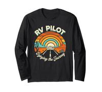 RV Pilot Enjoying The Journey Full Time Motorhome Nomad Long Sleeve T-Shirt