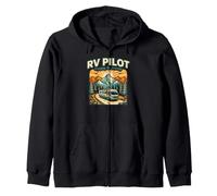 RV Pilot Enjoying The Journey Wilderness Trailer Camping Zip Hoodie