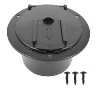 RV Power Cord Hatch - Black Round RV Cable Cover with Lid - RV Accessories Covered Power Cord Hatch, Cable Pass Through Screws for Camping Traveling