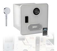 Rv Propane Water Heater, Tankless Rv Hot Water Heater 55,000 Btu, Instant Endless Hot Water with Dual Outlets, 12v Dc, Includes Remote, W/16 X 16 Inches Door for Rvs, Campers(White,with Shower)