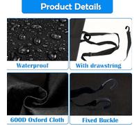 Rv Rear Door Sunshade Cover for Campervan Protection Foldable Travel-Ready Tailgate Shade with Straps Clips - 600d Oxford Fabric Weatherproof Uv (180 x 114 cm Black)(MINI-Sized)