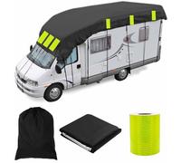 RV Roof Cover for Winter - Heavy Duty RV Covers Roof with Reflective Tape Winterizing Protection for Class A/B/C Motorhomes, Camper & Travel Trailers(Black,21x10FT)