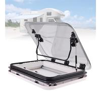RV Roof Hatch Window, Aluminum Alloy Vent Kit with 70° Opening Angle, LED Skylight for Trailers, Special Vehicles, and Boats, 800x500mm