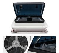 RV Roof Vent Fan, 12v Caravan Roof Vent, 360x360mm Van Roof Vent with LED Light, Bidirectional Air Extraction for Camper Van Trailer