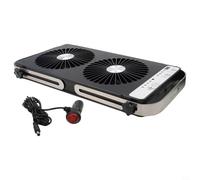 RV Roof Vent Fan, Ceiling Cooler, Double Row Design, Adjustable 4-Speed, ABS Material, Foldable 37.5-58.9cm, 12V DC Power, White/Black(Black)