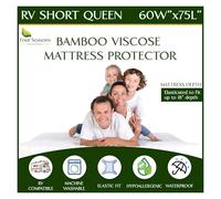 RV Short Queen Bamboo Mattress Protector - Waterproof Fitted Sheet Mattress Cover Hypoallergenic Premium Quality Soft Pad