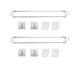 RV Shower Corner Storage Bar | 12.5 to 22.5in Adjustable Stainless Steel Shelf | Adhesive RV Refrigerator/Trailer/Yacht Organizer | 2 Pack with Accessories