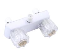 RV Shower Faucet, Dual-Handle Camper Shower Faucet with Acrylic Knobs, 4" RV Shower Valve Diverter, RV Outdoor Shower for RV, Camper Van, Outside and Inside Bathroom Shower (White)