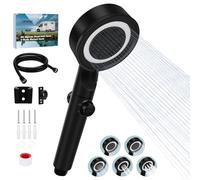 RV Shower Head with Hose, 5+1 Mode High Pressure Replacement with On/Off Switch, Water Saving RV Shower Head for Motorhome, Caravan (Black)