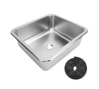 RV Sink 304 Stainless Steel Versatile Large Capacity Rectangular Kitchen Wash Sink for Caravan Motorhome Boat Yacht (Brushed Polished Silver)