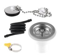 RV Sink Drain Kit - ABS Stainless Steel Right Angle | Quick Connect Filter - Boat Caravan Waste Pipe | Sink Waste Drain Hole - 200cm Hose For Camper Van Conversion For RV Boat Marine