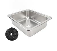 RV Sink, Single Bowl Drop-in Stainless Steel Bar Sink, 15.7 X 13.2 X 4.9in with 1.5 Drain Hole, Kitchen Sink Hand Wash Basin for Boat Caravan Campers