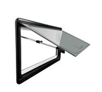 RV Sliding Window with Fly Screen, 70 Degree Ventilation, Durable Aluminum Frame for Camper Van, Black Sun Shade & Bug Proof Cover, Easy Install Wall Mount, Compact Travel Accessory