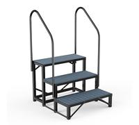 RV Spa Steps with Handrail - 3-Step Hot Tub Steps Mobile Home Ladder for 5th Wheel Trailer, Trailer, Hot Tub, Pool, Porch with Mats