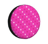 RV Spare Tire Cover 14 Inch - Hot Pink Polka Dot Print Motorhome Wheel Cover for Trailer Tires, Travel Trailer Accessories