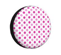 RV Spare Tire Cover 14 Inch - Hot Pink Polka Dot Print Motorhome Wheel Cover for Trailer Tires, Waterproof Trailer Accessories