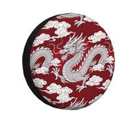 Rv Spare Tire Cover 14 Inch Wheel Cover, Chinese Dragon Oriental Pattern | Raunew Universal Wheel Protector Camper Tire Cover Waterproof for Suv Truck Rv Camper Travel Trailer Accessories 14" 15"