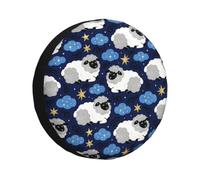 Rv Spare Tire Cover 14 Inch Wheel Cover, Sheep Clouds Stars Cute Pattern | Raunew Universal Wheel Protectors Camper Tire Cover Waterproof for Suv Truck Rv Camper Travel Trailer 14" 15"