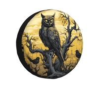 Rv Spare Tire Cover for Trailer 14" Wheel Cover, Gothic Dark Owl Tree Art | Raunew Universal Wheel Protector Camper Tire Cover Waterproof for Suv Truck Rv Camper Travel Trailer Accessories 14" 15"