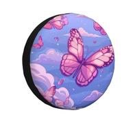 Rv Spare Tire Cover for Trailer Wheel Cover, Beautiful Big Butterfly Sky | Raunew Universal Wheel Protectors Camper Tire Cover Waterproof for Suv Truck Rv Camper Travel Trailer 14" 15" 16" 17"