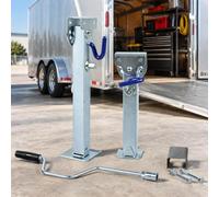 RV Stabilizer Jack with Visible Mechanical Support Structure 1Unit | Metal support leg, top bracket, blue handle and base plate shown clearly for RV support part evaluation