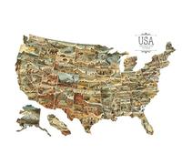 RV State Travel USA Map Vinyl Sticker - Camper Trailer Decals for Window with State Flag - Road Trip Map of America - Waterproof, UV Protection for Window, Door or Wall (Vintage Landscape)